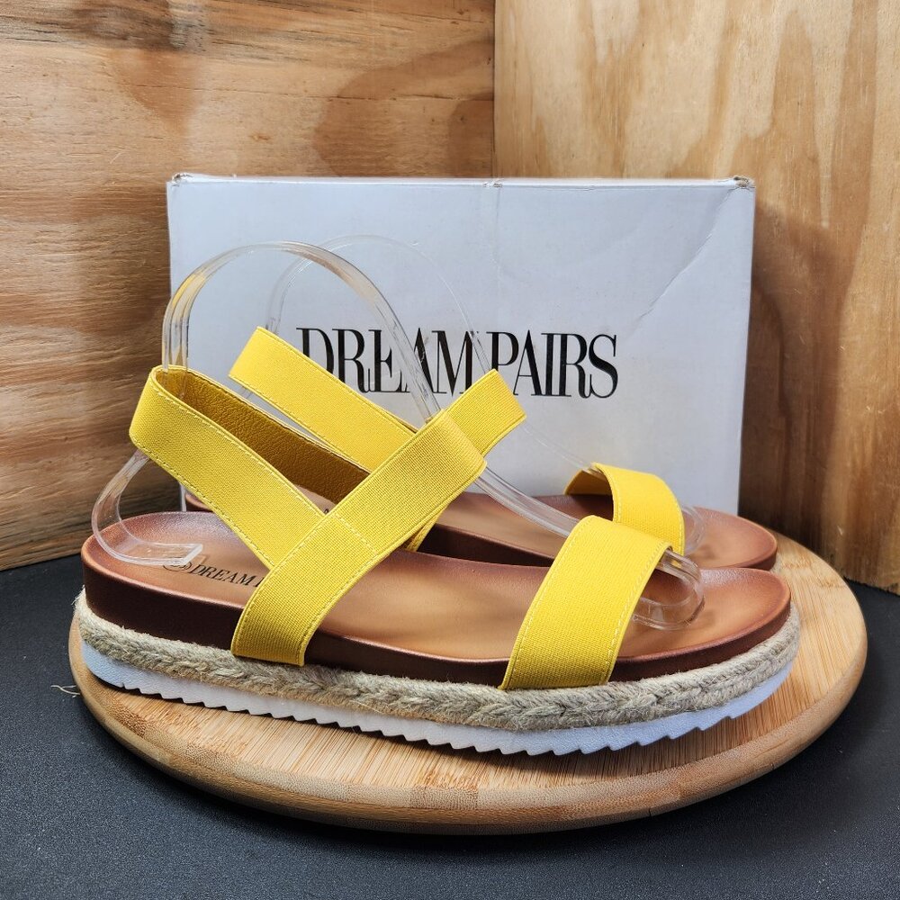 Dream Pairs Rosan Womens Yellow Elastic Ankle Strap Platform Sandals Size 9